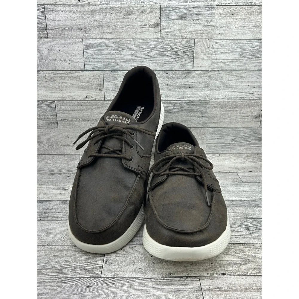 Skechers On-The-Go Men 12 Chocolate Brown Boat Shoes Loafers 53801 Goga Max